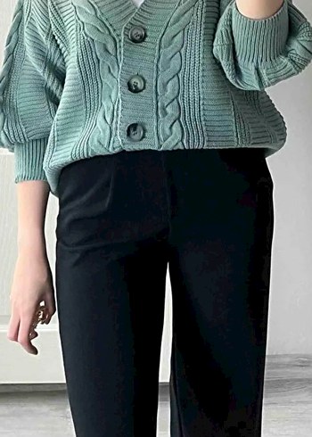 Happiness Örgü Mini Hırka, Rahat Kesim, Khaki