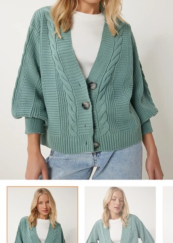 Örgü Mini Hırka, Rahat Kesim, Khaki