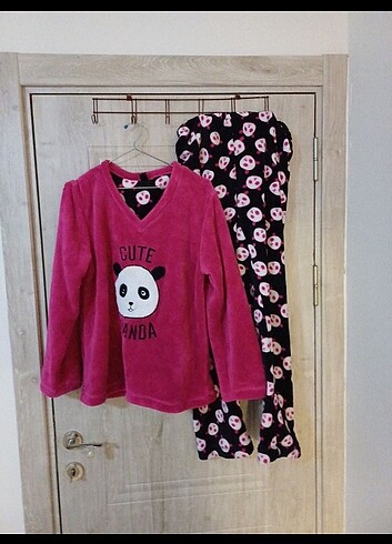 diğer Beden Kadın yumuşak kumaşlı pijama takımı panda desenli