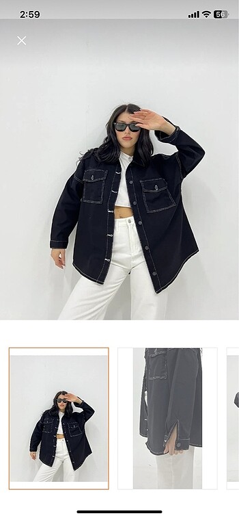 Kadın oversize fit beyaz kontrast dikişli siyah gabardin ceket g
