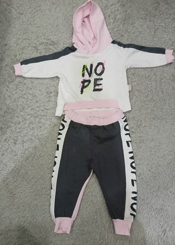 Diğer Kız Çocuk Pembe Kapüşonlu Sweatshirt takım