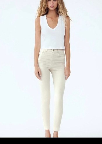 Zara Zara krem jean pantolon