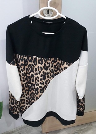 Leopar desenli bluz 
