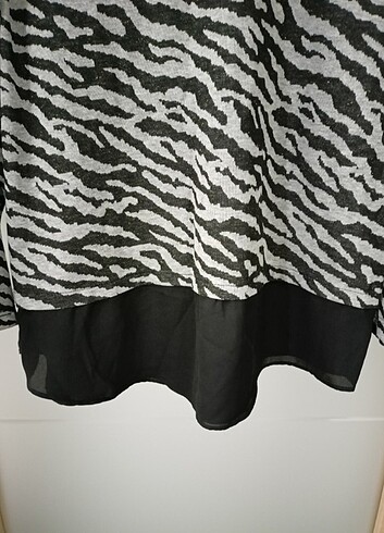 xl Beden Zebra desenli triko bluz 