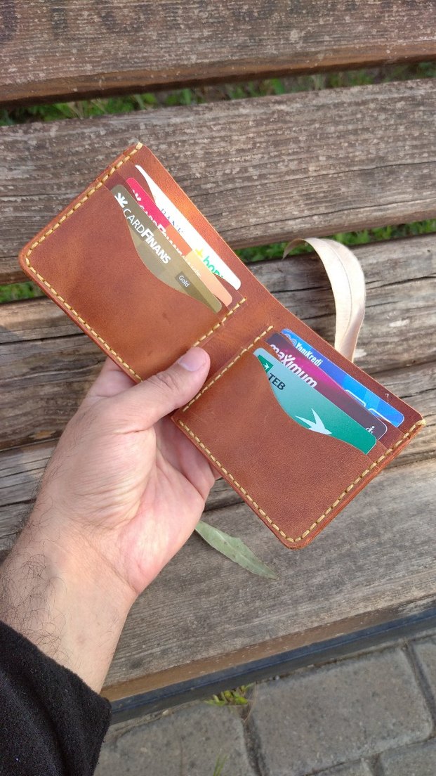 El Yapımı Hakiki Deri Cüzdan  - Görsel 2