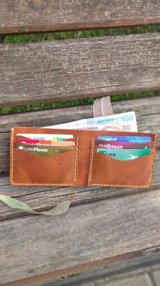 El Yapımı Hakiki Deri Cüzdan  - Görsel 5