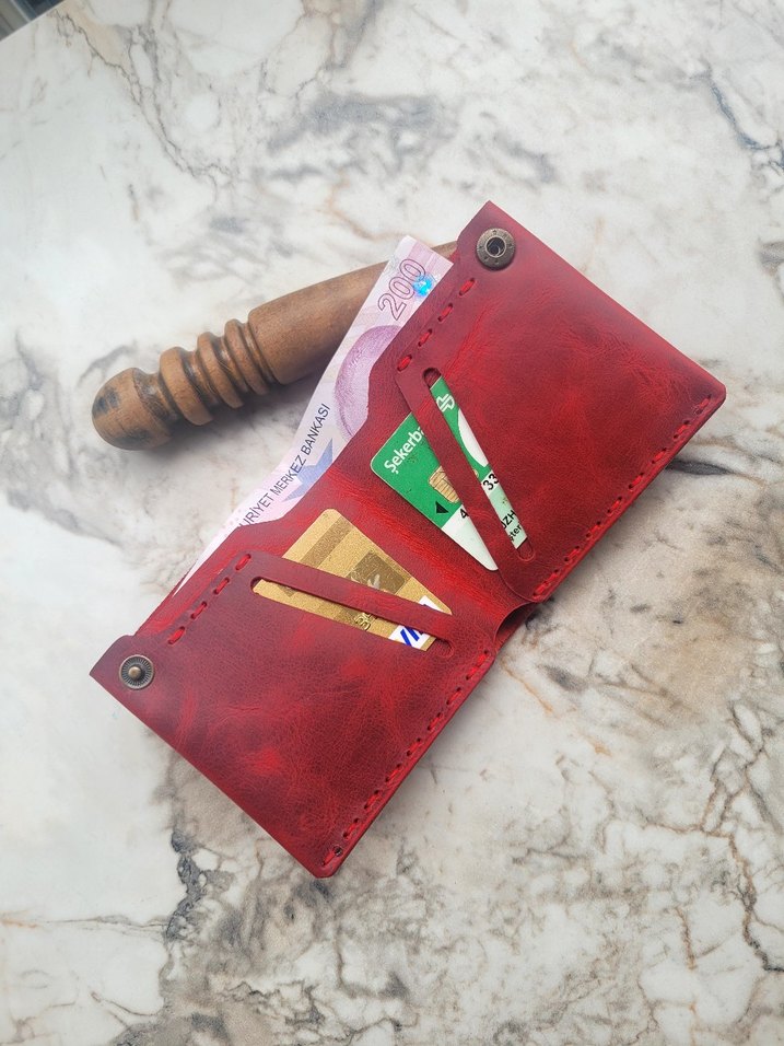 El Yapımı Hakiki Deri Cüzdan  - Görsel 4