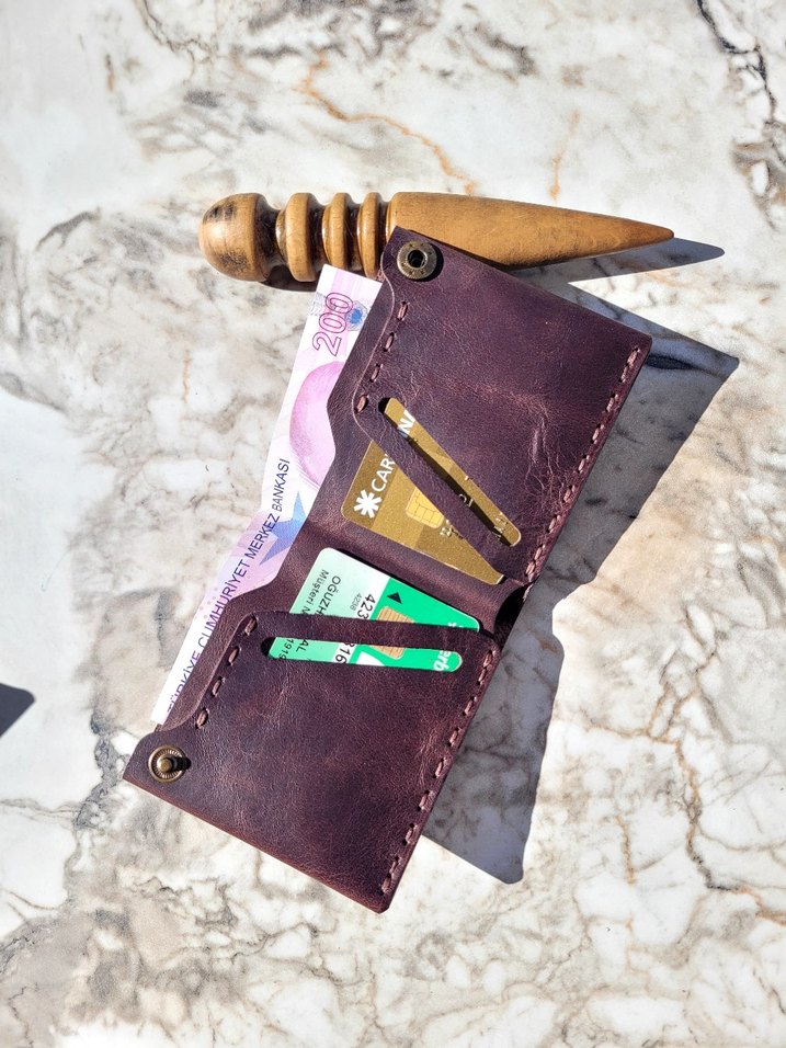 El Yapımı Hakiki Deri Cüzdan  - Görsel 2