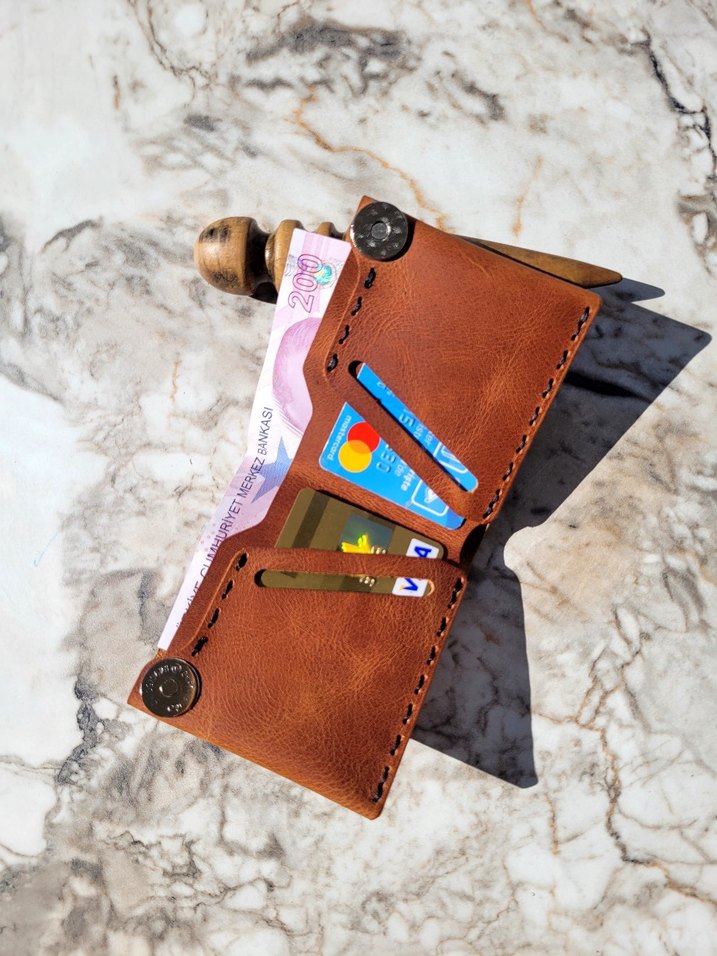 El Yapımı Hakiki Deri Cüzdan  - Görsel 3