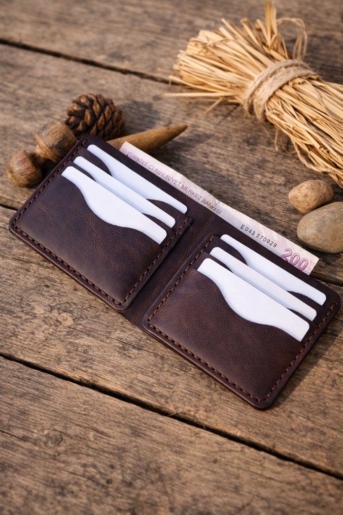 El Yapımı Hakiki Deri Cüzdan  - Görsel 2