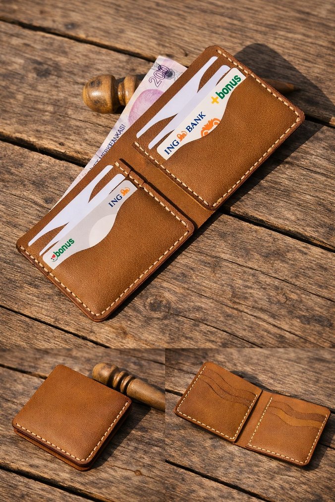 El Yapımı Hakiki Deri Cüzdan  - Görsel 4