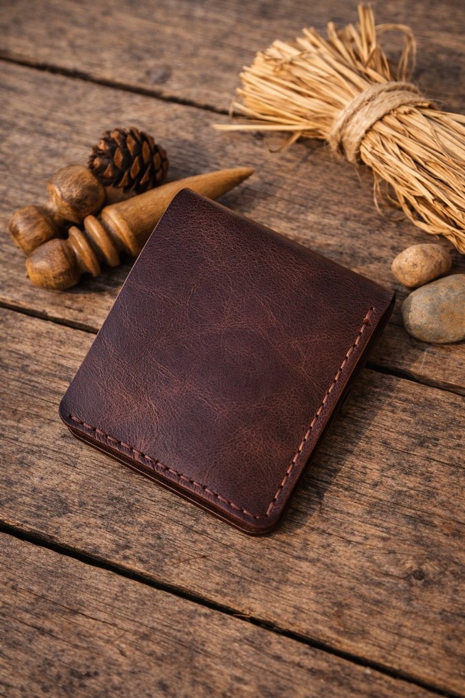 El Yapımı Hakiki Deri Cüzdan - Görsel 2
