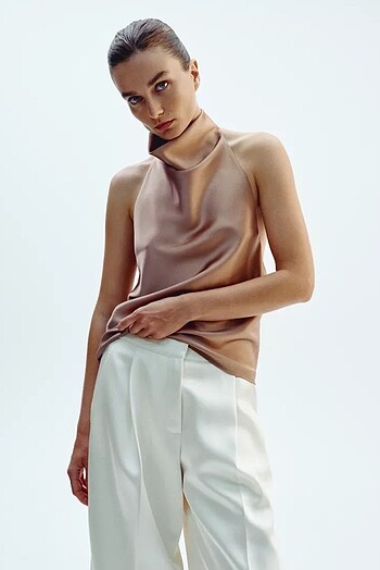 ZARA SATEN HALTER TOP