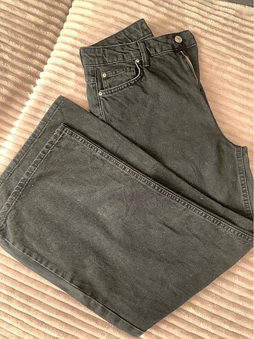 Siyah yüksek bel culotte jeans
