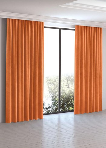 Beden turuncu Renk Turuncu Kadife Tek Panel Büzgülü Perde
