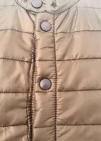 Düğmeli Parlak Kahverengi Midi Kadın Mont - Görsel 2