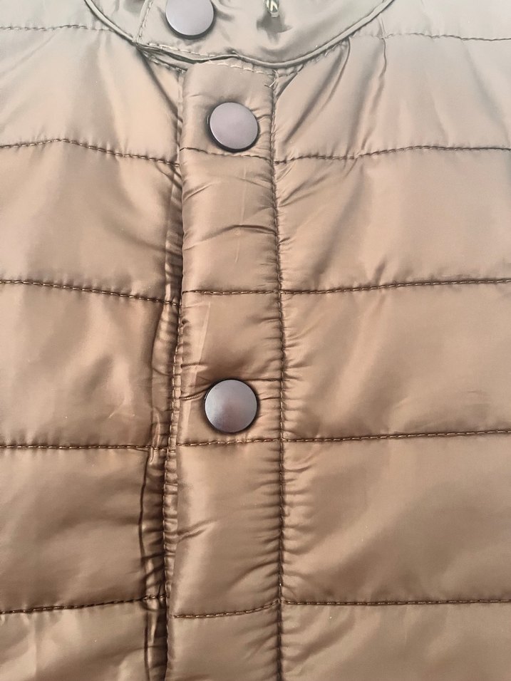 Düğmeli Parlak Kahverengi Midi Kadın Mont - Görsel 2