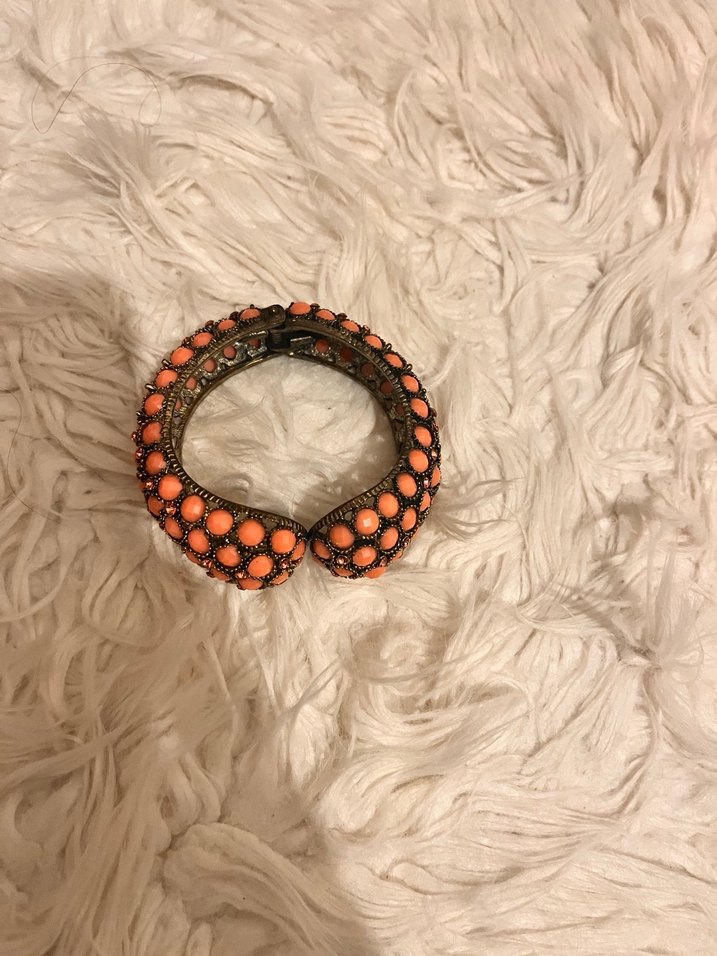 Turuncu Puantiyeli Boncuklu Bohem Bileklik - Görsel 2