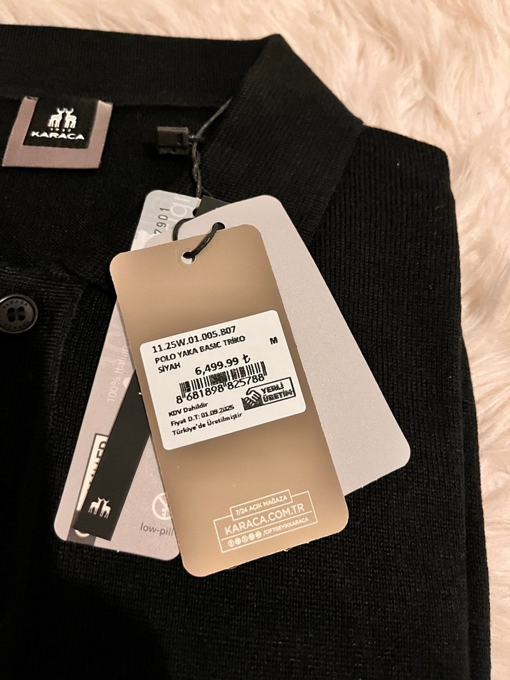 Siyah Yünlü Uzun Kollu Polo Tişört - Görsel 2