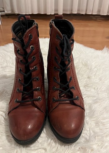 38 Beden Bordo Deri Kadın Topuklu Bot