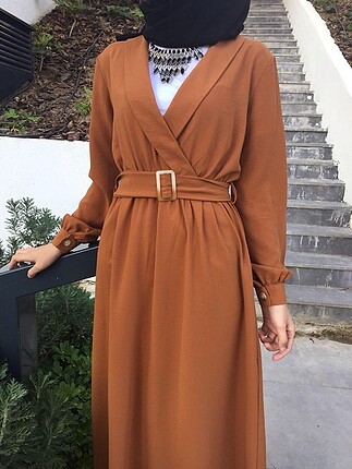 Taba rengi günlük elbise