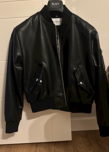 Calvin klein deri suni deri bomber ceket