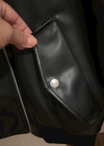 s Beden siyah Renk Calvin klein deri suni deri bomber ceket