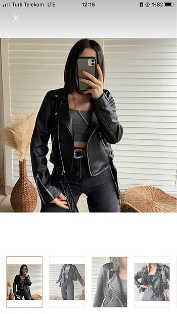Crop deri ceket