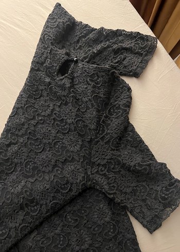 Dantel Detaylı gri Kadın Elbise - Görsel 2