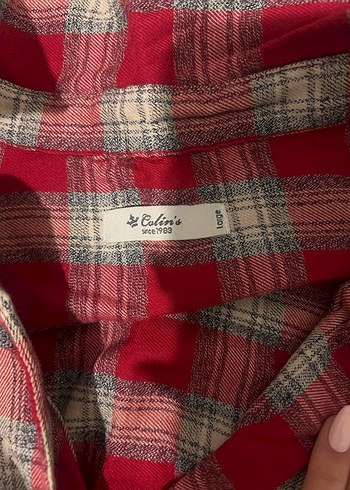 Düğmeli Kırmızı Kadın Keten Gömlek - Görsel 3