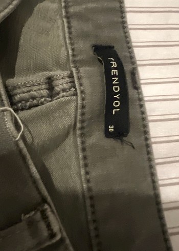 Kemer Detaylı  Haki Denim Pantolon - Görsel 2