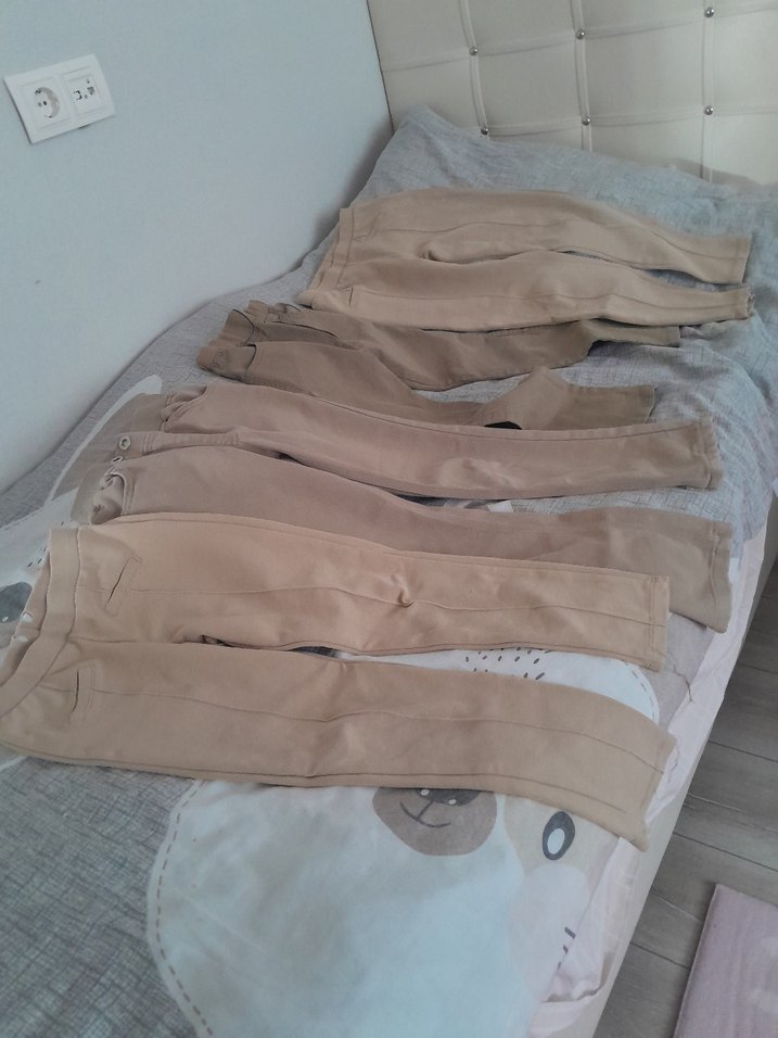 Bej okul altlari keten Pantolon, - Görsel 2