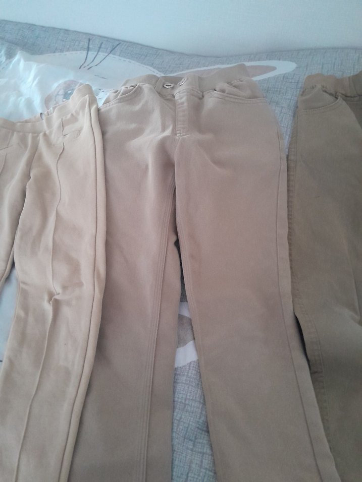 Bej okul altlari keten Pantolon, - Görsel 4