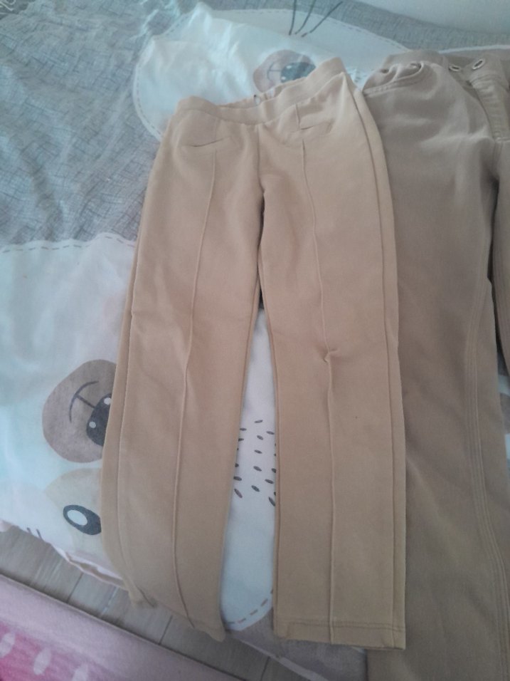 Bej okul altlari keten Pantolon, - Görsel 3