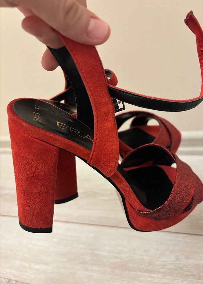Bordo-Kırmızı Topuklu Ayakkabı - Görsel 2