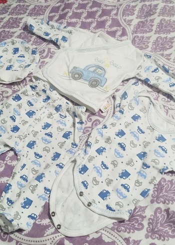 Mavi Baskılı Bebek Erkek 5'li zıbın Takım - Görsel 2