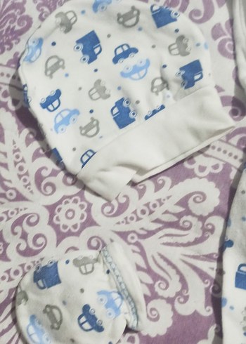 Mavi Baskılı Bebek Erkek 5'li zıbın Takım - Görsel 4