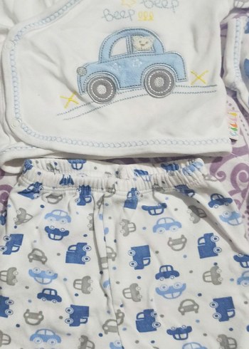 Mavi Baskılı Bebek Erkek 5'li zıbın Takım - Görsel 3