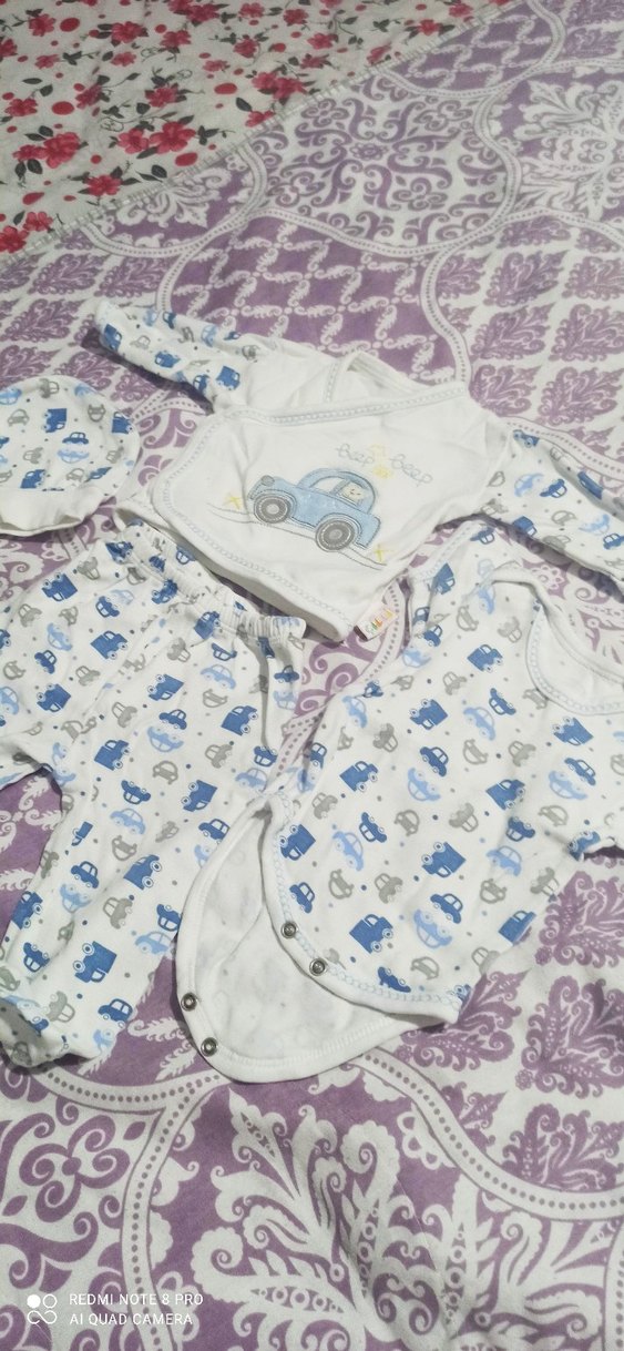 Mavi Baskılı Bebek Erkek 5'li zıbın Takım - Görsel 2