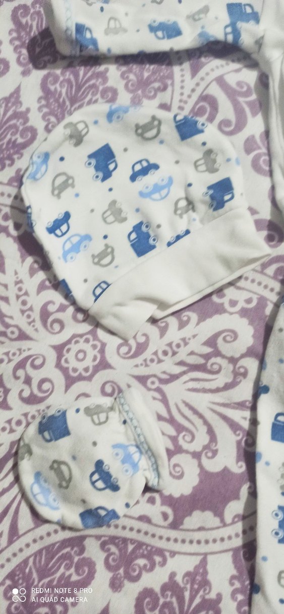 Mavi Baskılı Bebek Erkek 5'li zıbın Takım - Görsel 4