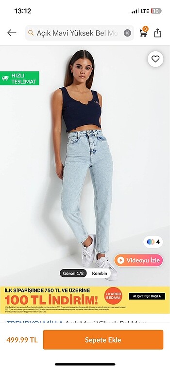 milla mom jeans buz mavisi