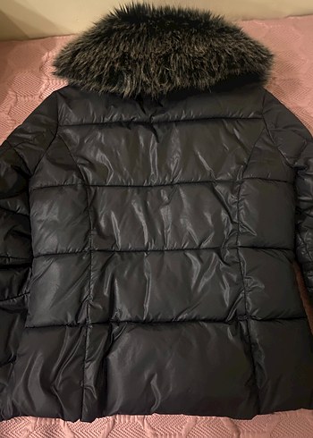 Siyah Suni Kürklü Kadın Kışlık Mont - Görsel 2