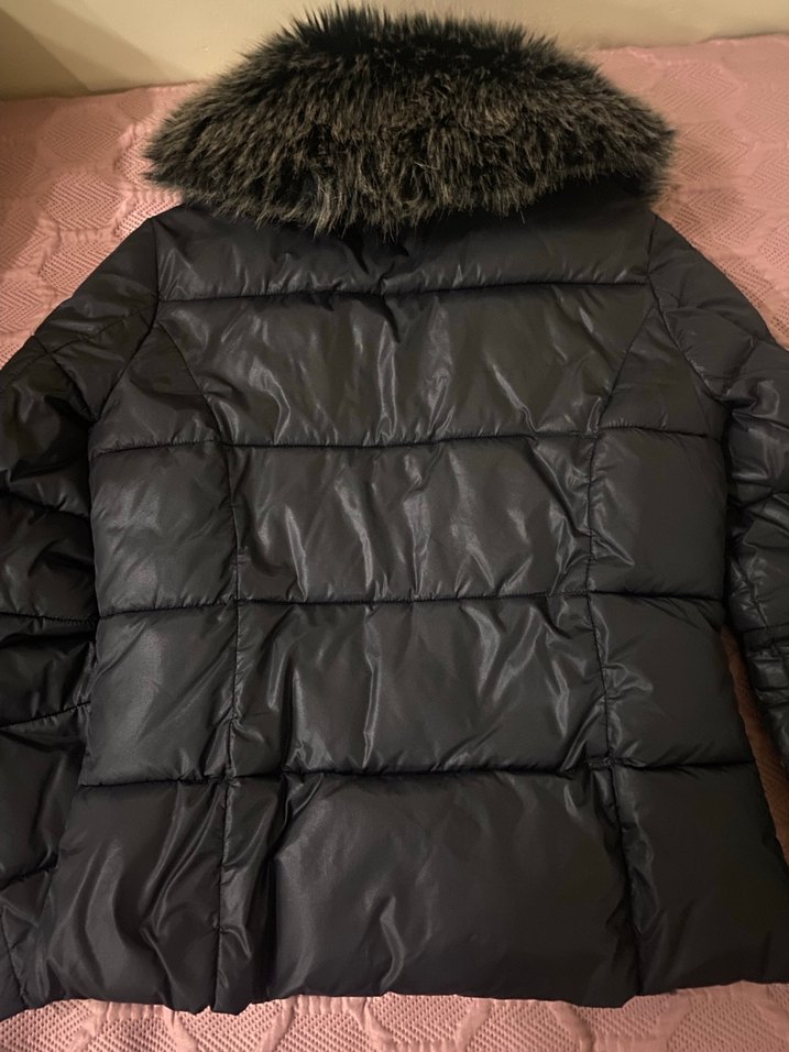 Siyah Suni Kürklü Kadın Kışlık Mont - Görsel 2