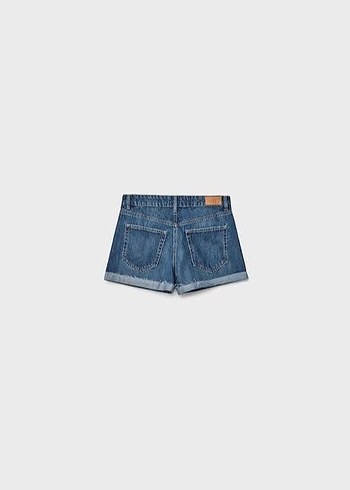 Kadın Mavi Denim Mini Şort - Görsel 2