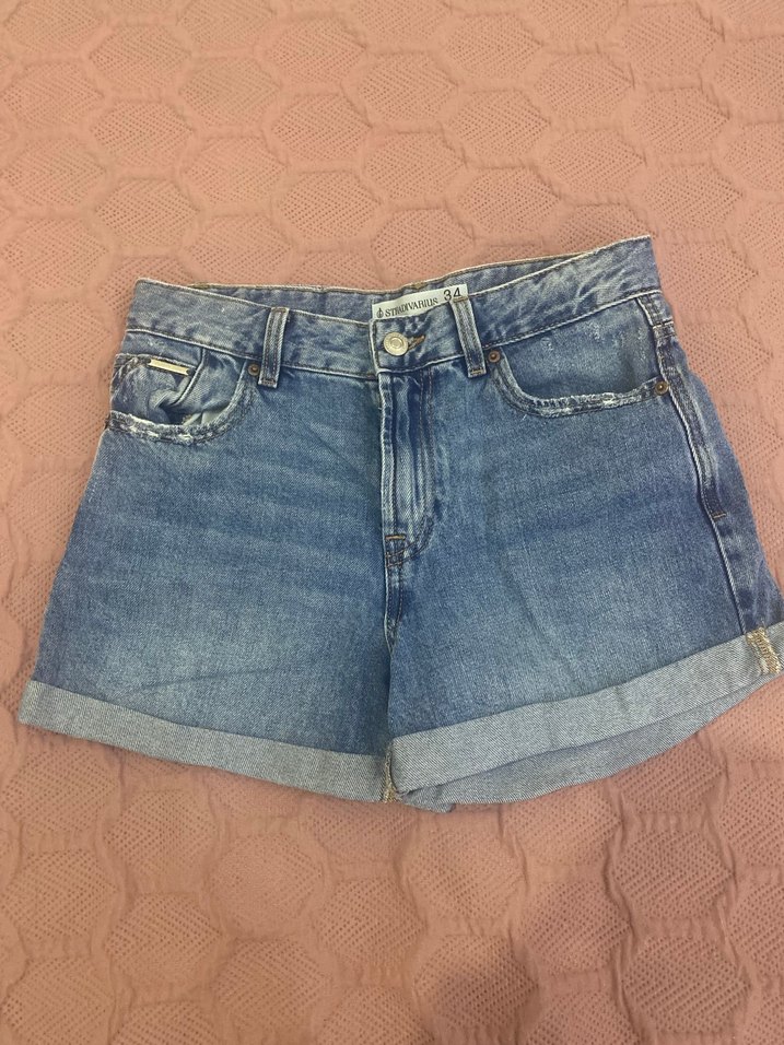 Kadın Mavi Denim Mini Şort - Görsel 3