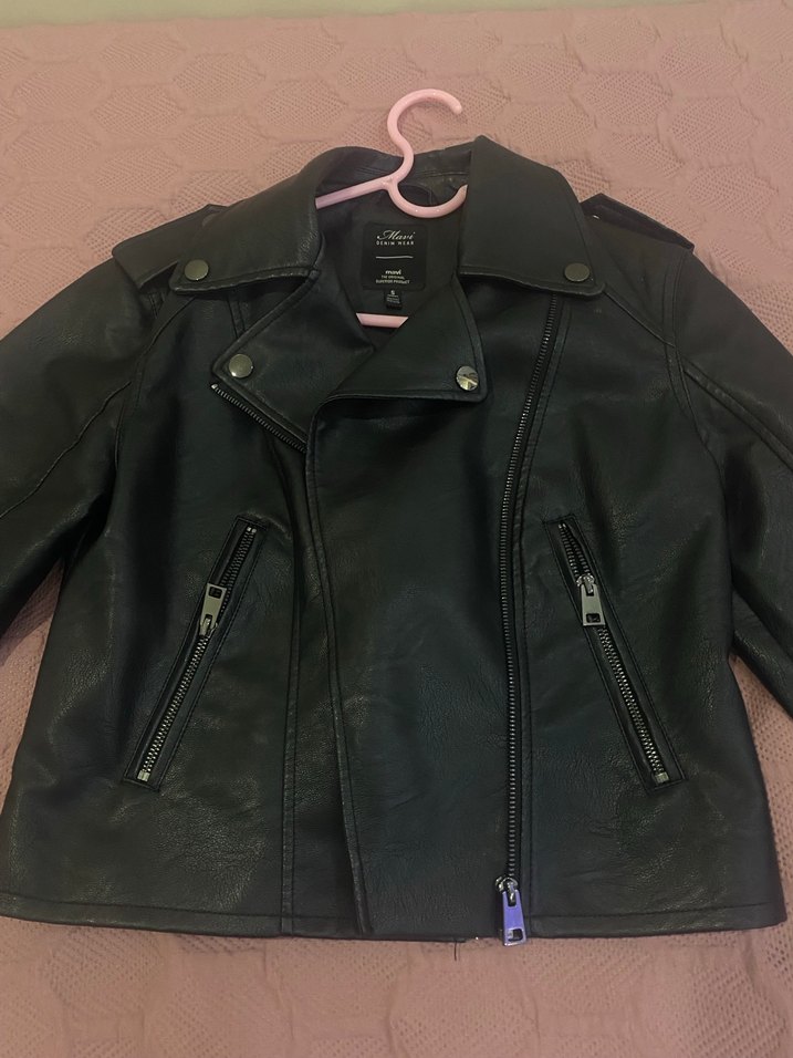 Siyah Biker Deri Ceket Kadın - Görsel 3