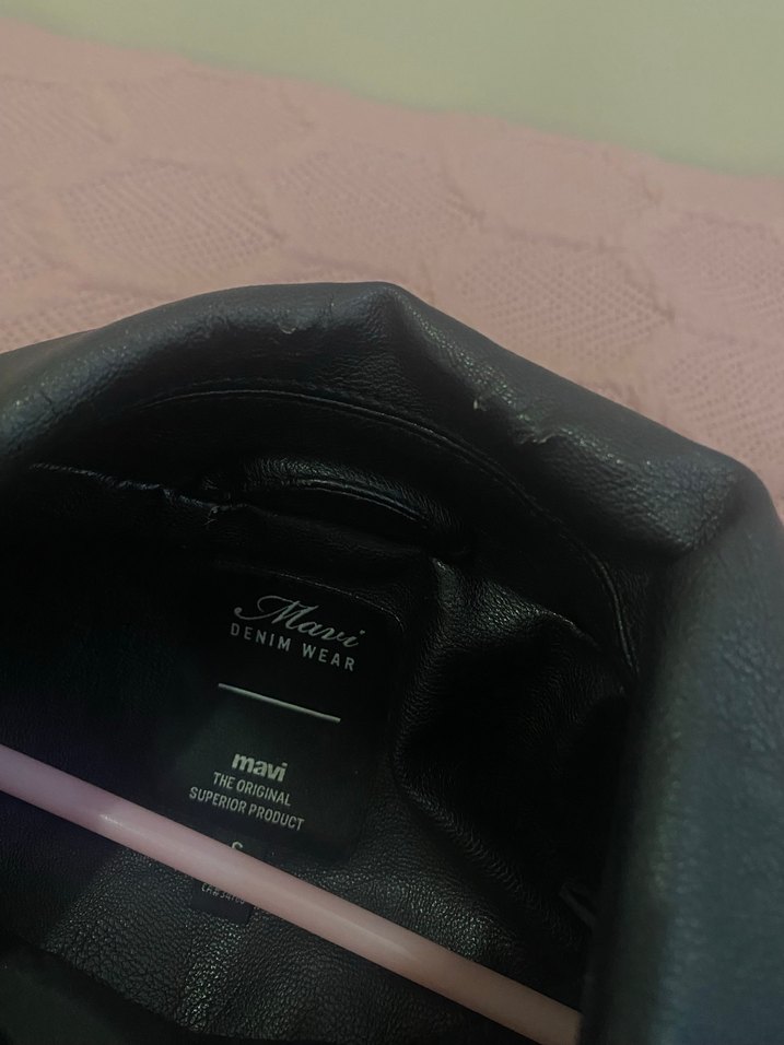 Siyah Biker Deri Ceket Kadın - Görsel 5