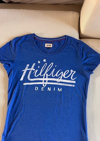 Tommy Hilfigrr Mavi Baskılı Denim Tişört - Görsel 2