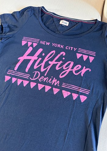 Tommy Hilfiger Lacivert Baskılı Denim Tişört - Görsel 2