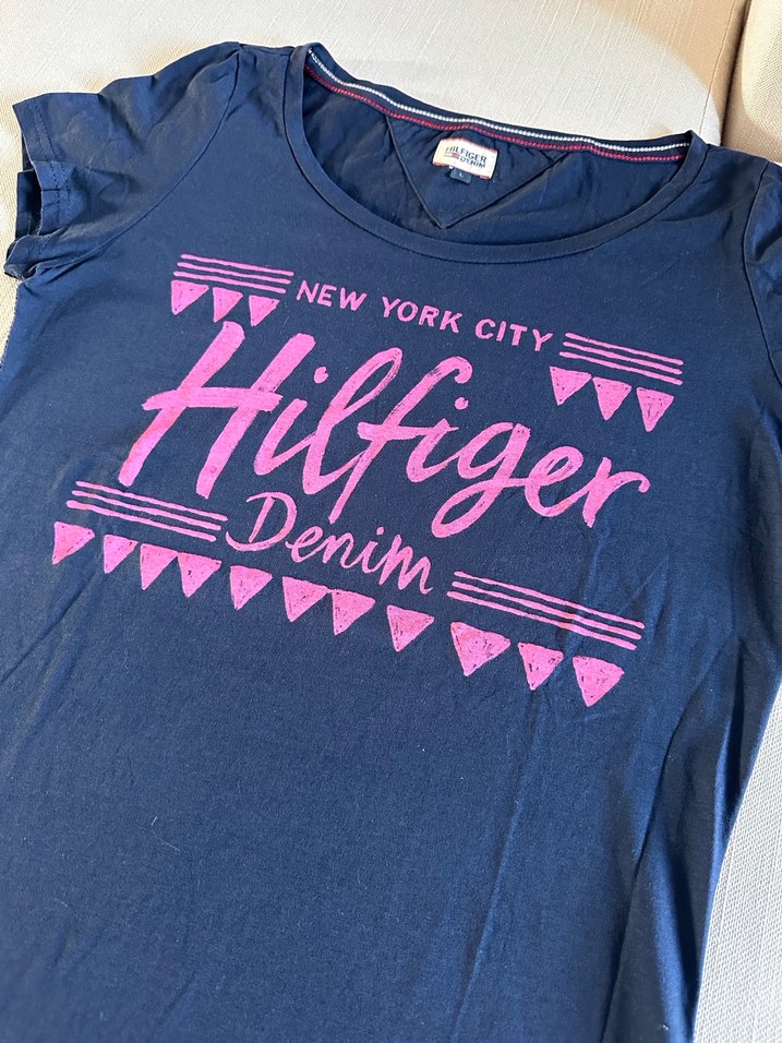 Tommy Hilfiger Lacivert Baskılı Denim Tişört - Görsel 2